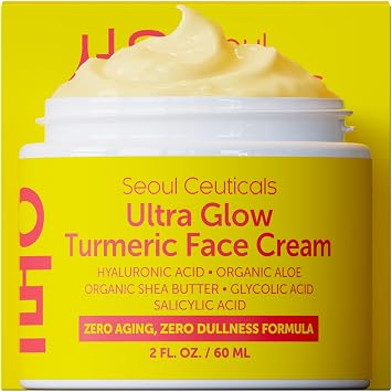 SeoulCeuticals Crema facial coreana para el cuidado de la piel Ultra Glow de cúrcuma 2oz