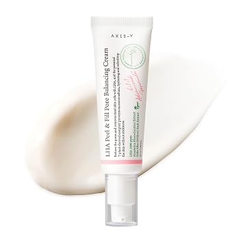 AXIS-Y LHA - Crema equilibradora de poros Peel & Fill, hidratante facial coreano diario para exfoliación suave, cuidado de puntos negros, cuidado vegano de la piel para poros obstruidos, textura suave