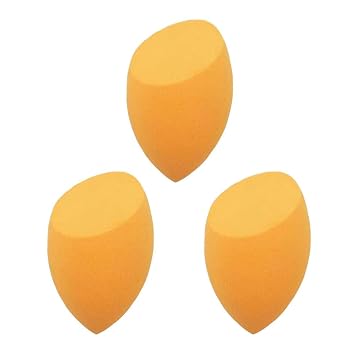 Juego de 3 esponjas de maquillaje, esponja de belleza para mezcla de base, impecable para líquidos, crema y polvo, (naranja-3 piezas)