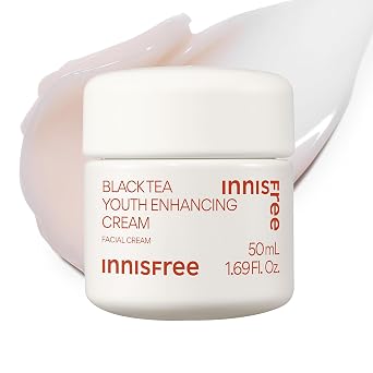 innisfree Crema para jóvenes con crema hidratante facial de ácido hialurónico de té negro