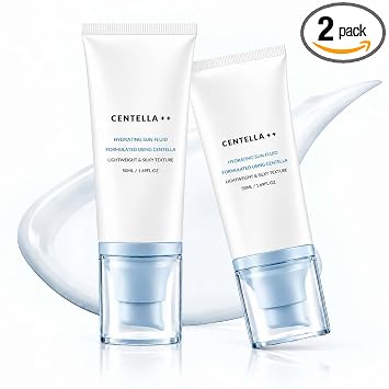 Centella Hyalu-Cica Water-Fit Sun Serum SPF 50, Korean Sunscreen with Centella & Hyaluronic Acid, Lightweight Face Sunscreen, No White Cast, Korean Skin Care, 50ml, 2 Pack