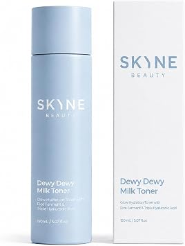 Dewy Dewy - Tónico lácteo coreano sin fragancia con fermento de arroz, ceramida y ácido hialurónico triple, hidratación ligera para pieles secas y sensibles, 5.1 fl oz