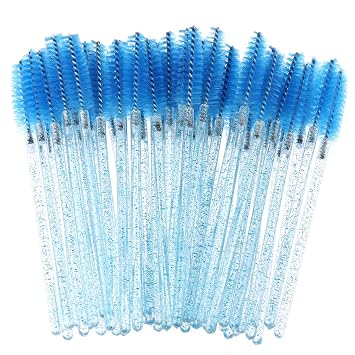 50 Pcs Disposable Mascara Wands, Crystal Eyebrow Spoolies Brush for Eyelash Extensions, Eye Lash and Makeup Brush