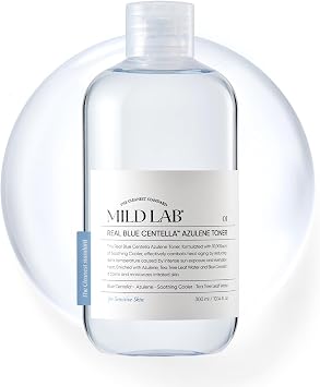 Real Blue Centella Azulene Toner | Tónico facial calmante e hidratante para pieles Oliy y sensibles con azuleno, Centella | Cuidado de la piel coreano (10.1 fl oz/10.14 onzas líquidas)