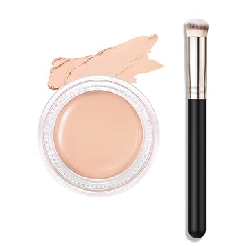 Kaely Cream Pot Concealer - Juego de maquillaje corrector de cobertura completa, iluminador para debajo de los ojos, corrector de color para ojeras, paleta de base impermeable con brocha, corrector de