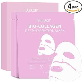 ulluxe Máscara facial de colágeno profundo, mascarilla facial de bio-colágeno durante la noche, hidratante reafirmante, antienvejecimiento e hidratante, mascarillas coreanas para el cuidado de la piel, rellenos de calcetines para mujeres y adolescentes, 1.