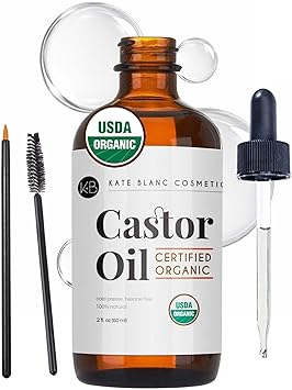 Kate Blanc Cosmetics Aceite de ricino orgánico para cabello, pestañas, cara