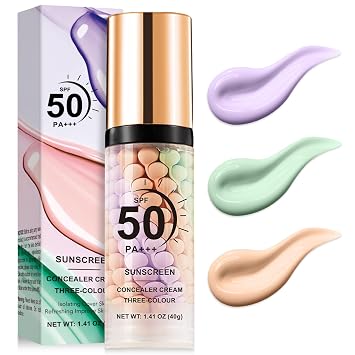 Scarman - Suero corrector de color 3 en 1, imprimación SPF 50 para rostro antes del maquillaje