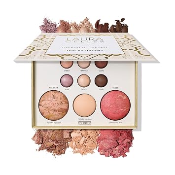LAURA GELLER NEW YORK Lo mejor de lo mejor paleta horneada - Sueños toscanos - Tamaño completo - Incluye bronceador, rubor, resaltador y 6 sombras de ojos - Apto para viajes (lo mejor de los mejores