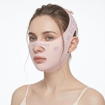 Máscara de elevación de línea V, reductor de barbilla doble correa moldeadora para mujer, máscara de elevación facial reutilizable para dormir, correa de barbilla transpirable para evitar la