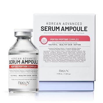 BRÜUN Peptox Peptide - Ampolla de suero facial – Suero hidratante coreano para el cuidado de la piel para cara y cuerpo, para uso con o sin Derma Pen (no incluido), 1.18 onzas líquidas