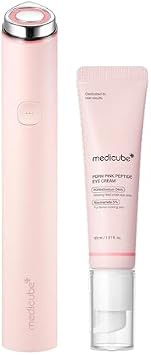 medicube Set de dispositivo reafirmante y cuidado de la piel Pink Eye: Mini Booster Pro Plus Pink and PDRN Eye Cream | Suave, firme y radiante debajo de los ojos | Set coreano para el cuidado de la