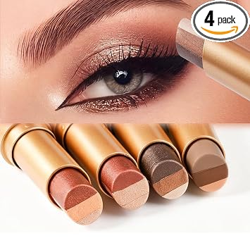 Baorder 4Pack 3 Color Eyeshadow Stick,3-in-1 Gradient Glitter Eyeshadow Pen