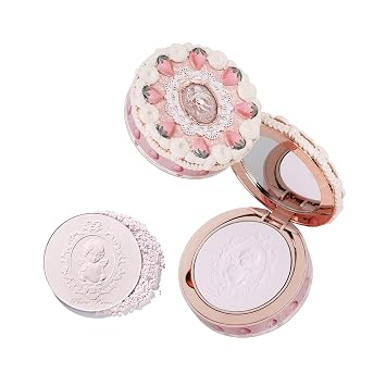 Polvo Compacto Cupido de Fresa, Maquillaje de Todo el Día y Polvo Fijador, Compacto Suavizante Iluminador de Control de Grasa con Espejo y Borla, Polvo Difuminador de Poros, 0.34 oz (01 Lavanda Suave)