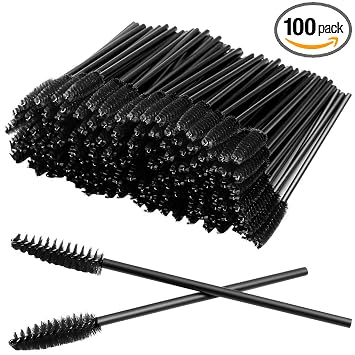 GUMIKE - 100 piezas de cepillos desechables para pestañas y maquillaje, para extensión de pestañas y cejas (negro)