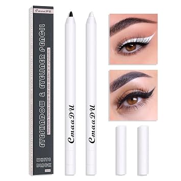 Juego de lápices delineadores de ojos blancos y negros, barra iluminadora de ojos blancos lisos, de secado rápido, resistente al agua, alta pigmentación, delineador de ojos, maquillaje de