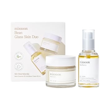 mixsoon Crema Facial Duo Hidratante de Piel de Vidrio de Granos Crema Facial de Rutina de Cuidado de la Piel de Granos Fermentados Esencia de Granos 50ml + Crema de Granos 50ml 3.38 Oz. Líquidas