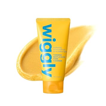 WIGGLY - Espuma limpiadora suave con brillo de cúrcuma, rica espuma facial con 10 ácidos hialurónicos, elimina la suciedad, aceite y residuos de maquillaje, cuidado de la piel coreano