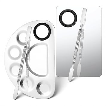 Makeup Palette Mixing Cosmetic Foundation Tray Metal Spatula 2Pcs