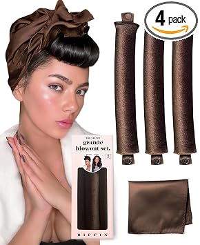 Rizos grandes sin calor durante la noche, terciopelo de agarre direccional mejorado, rizadores de pelo sin calor para dormir, rodillos de pelo grandes gigantes, juego de varillas flexibles para un aspecto largo y grueso