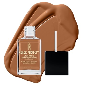 Black Radiance Color Perfect - Maquillaje de base líquida de cobertura completa, Caramelo, 1 onza líquida