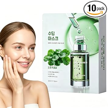 Máscara facial Centella Asiatica – Paquete de 10 mascarillas coreanas calmantes – Máscara facial reparadora para enrojecimiento y piel irritada – Mascarilla calmante para el cuidado de la piel