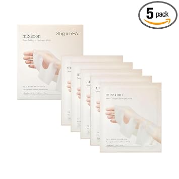 mixsoon Mascarilla de hidrogel de colágeno de frijoles, hidratación, todo en uno, reafirmante y calmante con fórmula de gel para piel radiante y suave, 1.18 onzas líquidas (5ea) para el cuidado de la