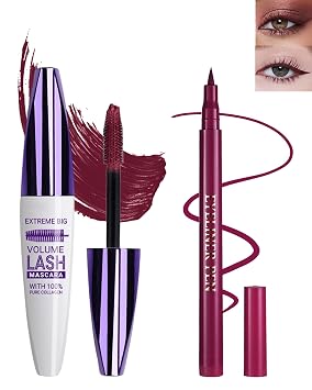 Delineador de ojos de rímel impermeable burdeos, sistema coloreado del