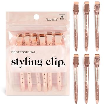 Kitsch Pinzas de cocodrilo profesionales - oro rosa, 6 piezas