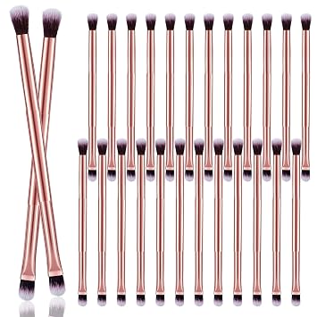 24 brochas de sombra de ojos, 2 en 1, cepillo de doble extremo, oro rosa