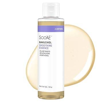 SOOAE Bakuchiol Smoothing Essence - Esencia facial coreana para nutrir y suavizar, pantenol y colágeno, belleza limpia, cuidado diario, libre de crueldad, cuidado de la piel coreano, 5.47 onzas