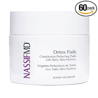 NassifMD Almohadillas exfoliantes de desintoxicación | Almohadillas faciales AHA/BHA creadas por cirujanos para limpieza profunda, textura más suave y piel brillante | Reduce los poros, reafirma
