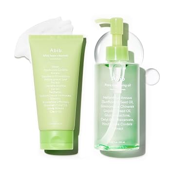 Abib Heartleaf Cleasing Duo: Aceite limpiador coreano, limpiador de espuma