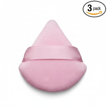 Velvet Triangle Powder Puff, rosa, licuadora de maquillaje y esponja, paquete de 3