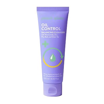 Peach Slices - Limpiador equilibrante de control de aceite (4.05 onzas) - Limpieza profunda, absorbe el aceite - Piel refrescante y refinada - Niacinamida, zinc, corteza de pino, té verde - vegano, libre de crueldad, cuidado de la piel coreano y belleza