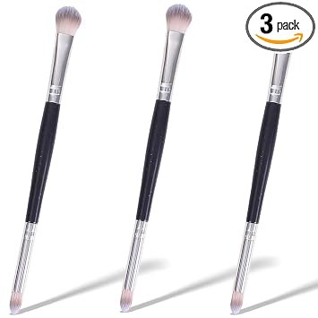 Brocha profesional de doble punta para sombra de ojos y maquillaje de ojos – Brocha para mezclar, ocultar, cejas y delineador de ojos con cerdas de fibras suaves