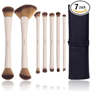 Brochas de maquillaje, juego de brochas de maquillaje de doble extremo de 7 piezas, base, contorno, polvo, corrector, sombras de ojos, rubor, brochas de maquillaje, juego de regalo de viaje, libre de