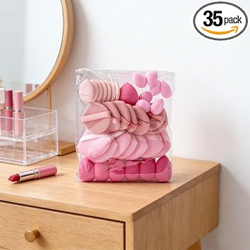 35-Pcs Makeup Sponge Set,Paw Paw & Small Finger Beauty Blender Sponges Pink