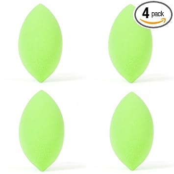 Beauty Junkees Licuadora de esponja de maquillaje - Esponja de maquillaje de base ovalada verde, esponjas de mezcla de contorno de polvo de crema líquida, aplicador de maquillaje, licuadoras