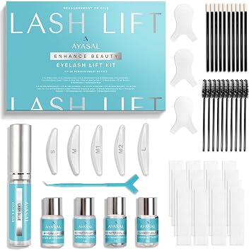 AYASAL Kit de levantamiento de pestañas: Kit de permanente de pestañas de fórmula coreana sin thio con proceso claro paso a paso, resultados suaves y duraderos en el hogar y estilo salón de belleza, 6