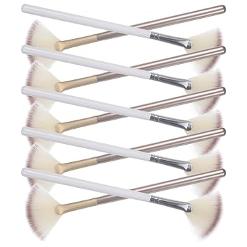 10pcs Fan Makeup Brush Set with Highlighter and Loose Powder Application, Small Size Natural Goat Hair, Facial Essentials for Estheticians and Personal Use