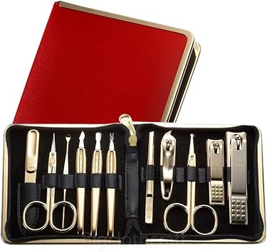 Cortaúñas coreano. Kit de aseo de manicura de viaje número 1 del mundo, juego de cortaúñas de alta calidad (10 unidades), fabricado en Corea, desde 1975. (caja dorada/roja)