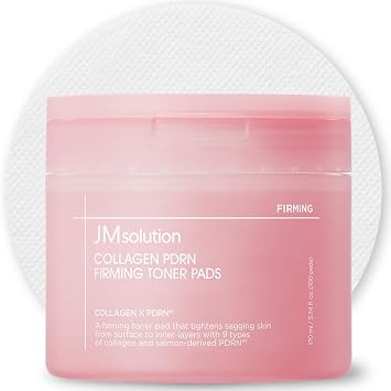 JMsolution Almohadillas de tóner reafirmantes de colágeno PDRN (100 almohadillas) | 9 tipos de colágeno y PDRN derivado de salmón | Cuidado de la piel de aspecto hinchable | Cuidado de la piel coreano