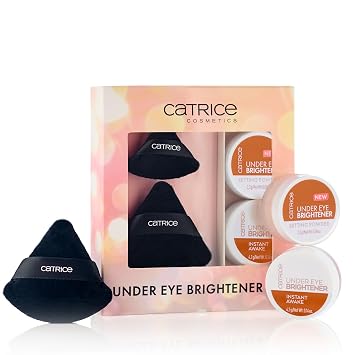 Catrice | Set de Regalo Navideño Iluminador de Contorno de Ojos y Polvo Fijador en 040 Dark Mocha + Dúo de Borlas de Polvo Perfector Mágico | Acabado Brillante, Suave y de Larga Duración