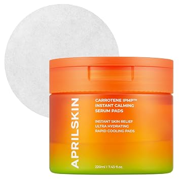 APRILSKIN Carrotene IPMP™ - Almohadillas de tóner de suero calmante instantáneo | Almohadillas de suero de enfriamiento de 5 minutos | Vegano, libre de crueldad | No comedogénico | Mascarilla de tóner y suero todo en uno | Cuidado de la piel coreano, 80 al