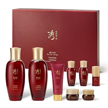 Sooryehan Set de regalo para el cuidado de la piel de ginseng, juego de cuidado de la piel coreano Hyobidam, set de regalo premium para hidratación intensa, piel firme, ginseng salvaje, 13.53 onzas