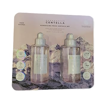 Madagascars Centellas - Juego de ampollas frescas poremizantes, sal rosa del Himalaya y péptidos, centella asiática, vegano, 4.95 onzas líquidas (paquete de 2), cuidado de la piel coreano
