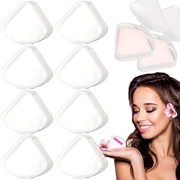 8 piezas triangulares de polvo para soplos de polvo, contenedor protector de esponja de maquillaje, soporte portátil para licuadora de belleza, reutilizable, a prueba de polvo, caja de cosméticos para viajes (transparente)