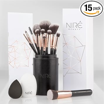 Niré Beauty - Juego de brochas de maquillaje profesional, 15 piezas, color