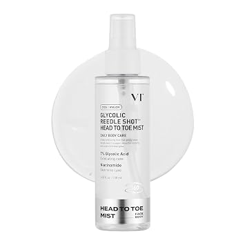 VT COSMETICS 7% Ácido Glicólico Reedle Shot Bruma de Cabeza a Pie con Niacinamida, Spray Exfoliante para Piel Grumosa y de Fresa, Manchas Oscuras, Textura de la Piel, Queratosis Pilaris, Cuidado de la